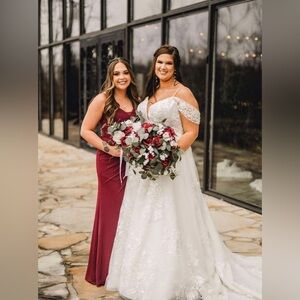 Azazie A6 Deep Red Bridesmaid Dress with slit